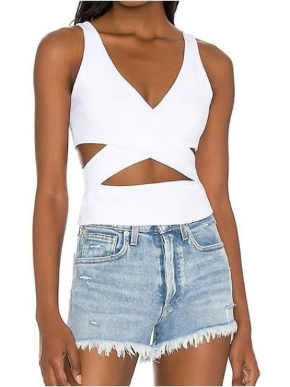 Susana Monaco Cutout Crossover Crop Top